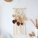 Axyaa Macrame Leaf Tapestry Wall Hanging with Tassels & Bohemian Nordic Aesthetic