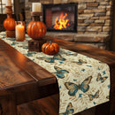Axyaa Watercolor Butterfly Plants Table Runner for Dining Room Butterflies Botanical Theme