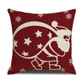 Axyaa Christmas Linen Print Throw Pillow Cover for Home Sofa, Living Room and Bedroom