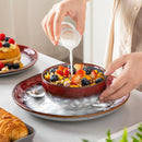 Axyaa Red Stoneware Dinner Set for 4/8: 12/24 Pcs Plates & Bowls