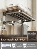 Axyaa Aluminum Towel Rack: Upgrade Grey/Black 40-60CM Bathroom Storage Bar