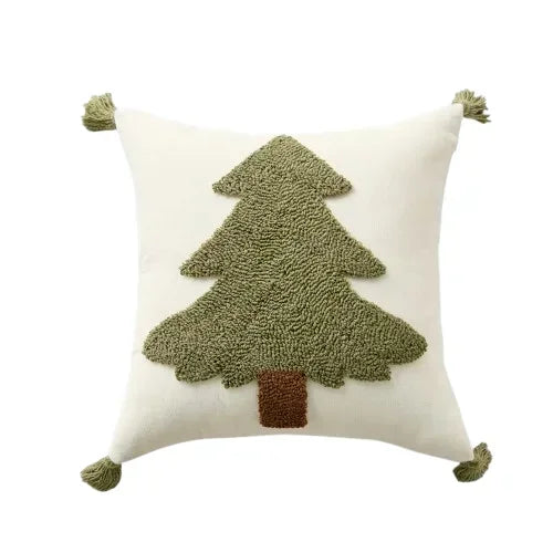 Axyaa Christmas Tufted Cushion Cover with Tassel Pillowcase, Holiday Decor 45x45/30x50cm