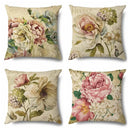 Axyaa Rose Butterfly Print Cotton Linen Pillowcase for Modern Living Room Decor