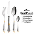 Axyaa 24-Piece Gold Plated Cutlery Set Stainless Steel Western Tableware