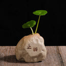 Axyaa Zen Stone Ceramic Vase Planter for Living Room Table & Pothos