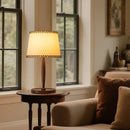 Axyaa Classic Leather Wooden Desk Lamp for Bed Living Room - E27