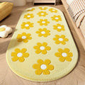 Axyaa Pink Flower Pattern Plush Carpet: Soft, Thick, Washable Rug for Bedroom & Living Room