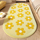 Axyaa Pink Flower Pattern Plush Carpet: Soft, Thick, Washable Rug for Bedroom & Living Room