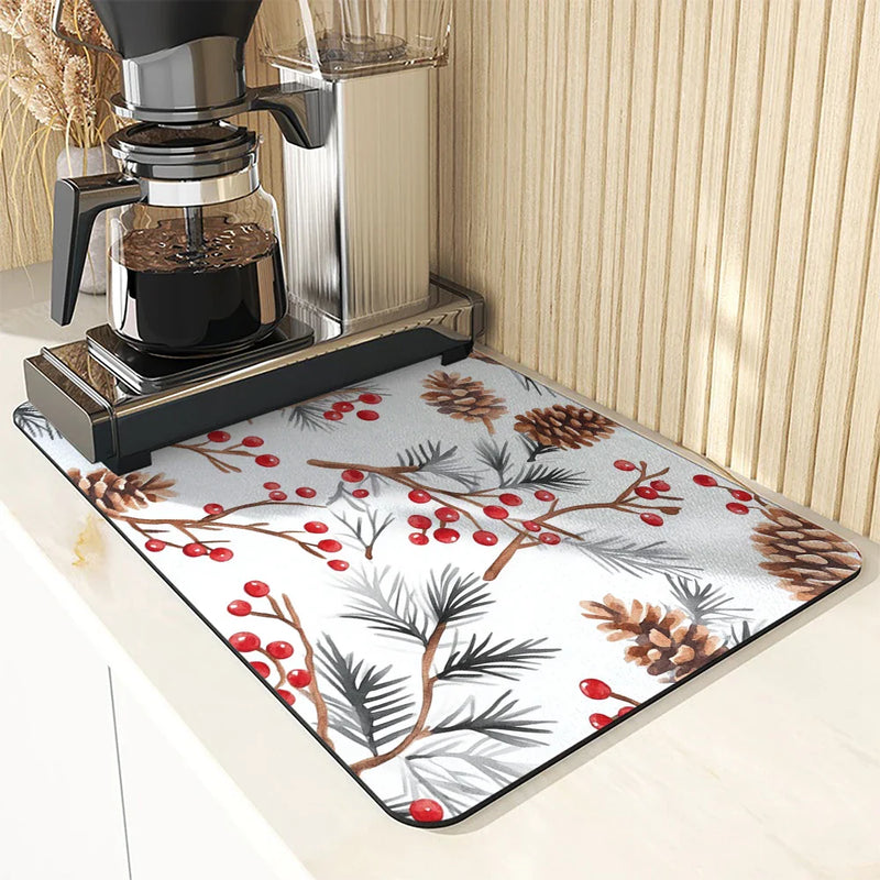 Axyaa Christmas Pine Kitchen Drying Mat