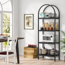 Axyaa 4-Tier Wood Bookcase Storage Shelves - Freestanding Metal Frame Display Rack