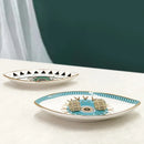 Axyaa Ceramic Jewelry Tray | Evil Eye Decorative Plate Dish for Rings Earrings Necklaces