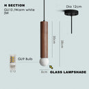 Axyaa Walnut Wood LED Pendant Lamp for Dining Room and Living Room