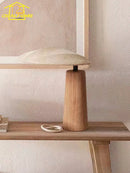 Axyaa Vintage Wood Desk Lamp LED E27 Fabric Art Table Light