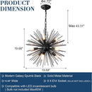 Axyaa Modern Black Sputnik Chandelier, 9-Light Starburst Ceiling Light