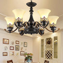 Axyaa Loft Pendant Chandelier with LED Bulb, Wrought Iron and Glass Cover