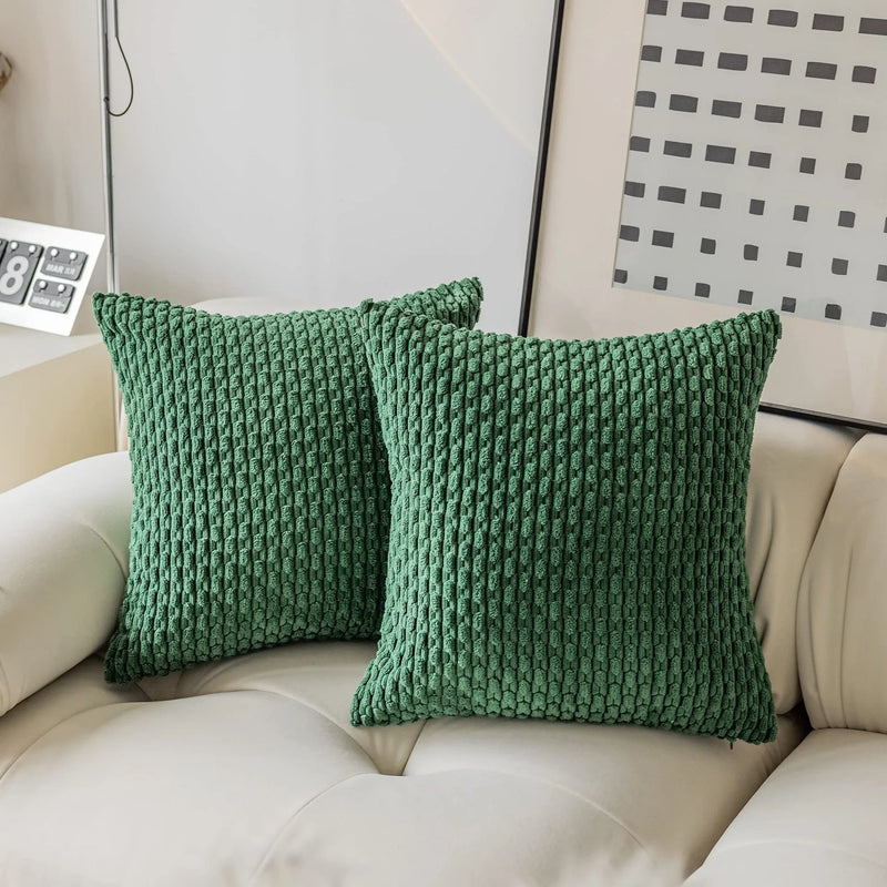Axyaa Soft Corduroy Throw Pillow Covers 18x18 Inch for Farmhouse Home Décor