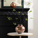 Axyaa Retro Red Ceramic Vase for Desk Decor and Flower Arrangement