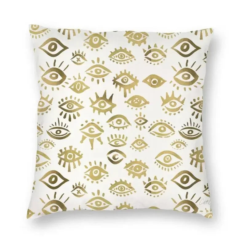 Evil Eye Black Art Cushion Cover Mystery Spirit Pillowcase by Axyaa