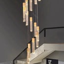 Axyaa Crystal Chandelier Stair Pendant Lamp Living Room Lighting Home Decor