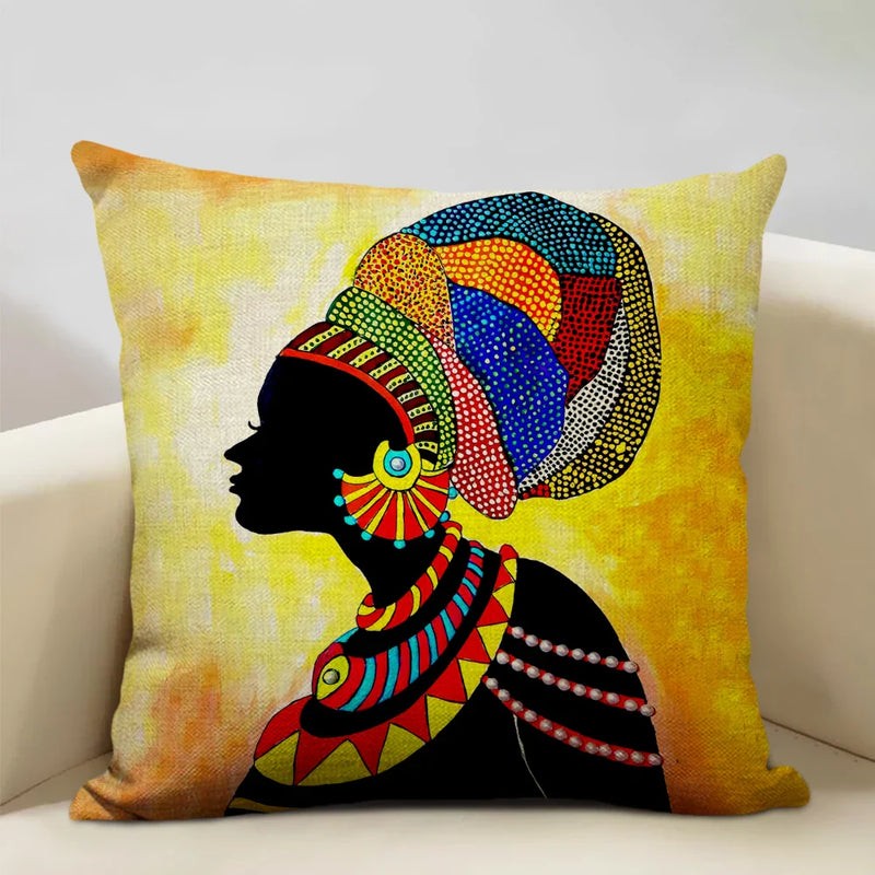 Axyaa African Woman Ethnic Cushion Cover 45x45cm