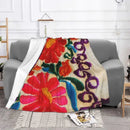 Axyaa Mexican Flowers Embroidery Art Blanket: Soft Fleece Warm 3D Throw Blanket