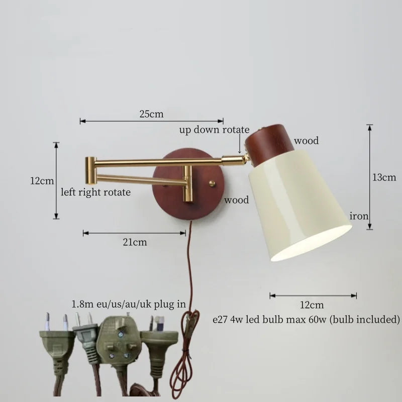 Axyaa White Pumpkin LED Wall Light - Swing Arm Nordic Modern Wandlamp