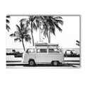 Black and White Beach Landscape Canvas Painting Palm Trees Nordic Wall Art by Axyaa