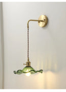 Axyaa Lotus Glass Wall Sconce Brass Bedside Lamp for Bedroom Dining Room
