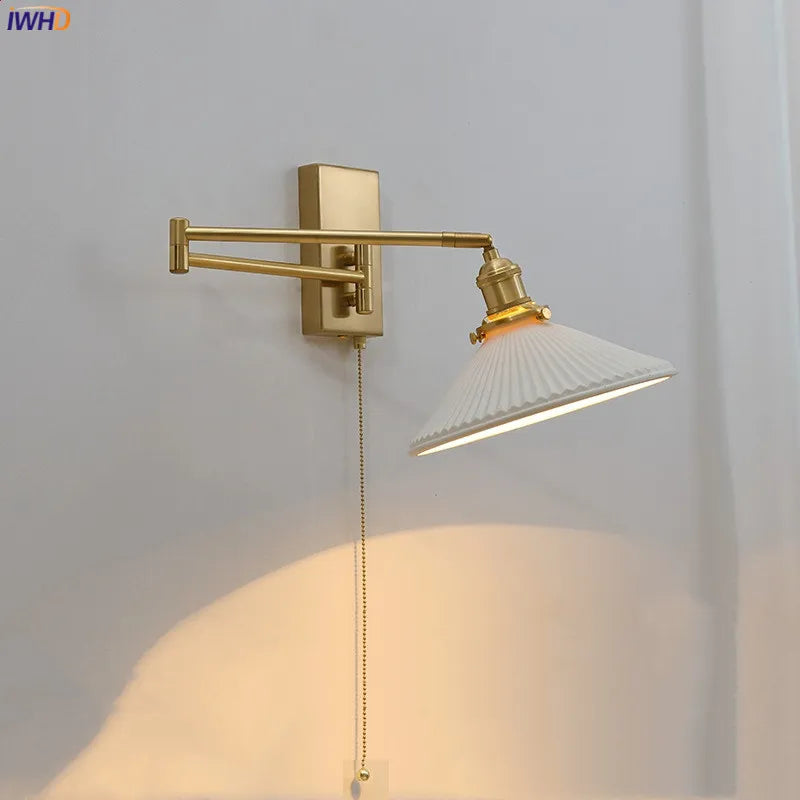 Axyaa Nordic LED Wall Sconce Left Right Rotate Pull Chain Switch Stair Light