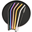 Axyaa Stainless Steel Bent Straw Set - Colorful Wide 12mm for Bubble Tea, Cocktails