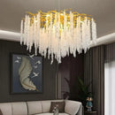 Axyaa French Strip Crystal LED Ceiling Chandelier in Gold