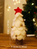 Axyaa Mini Wooden Felt Christmas Tree Ornaments with Bells for Festive Tabletop Decor