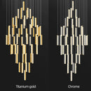 Axyaa Modern Crystal Chandelier for Living Rooms and Dining, LED Staircase Light, Chrome Gold Stainless Steel