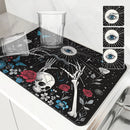 Axyaa Halloween Plants Kitchen Mat Absorbent and Antiskid Dish Drying Pad