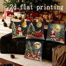 Axyaa Christmas Santa & Snowman Pillow Covers - Festive Cushion Cover for Home Decor