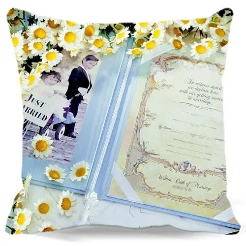 Axyaa Chrysanthemum Floral Polyester Cushion Cover Home Decor Pillowcase