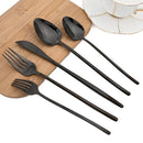 Axyaa 30-Piece Stainless Steel Cutlery Set, Black Mirror Flatware, Western Tableware