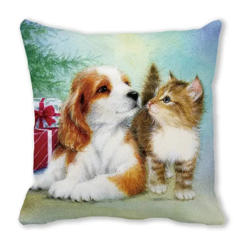 Axyaa Christmas Cat Dog 2023 Pillowcase Snowman Gift Set Decor