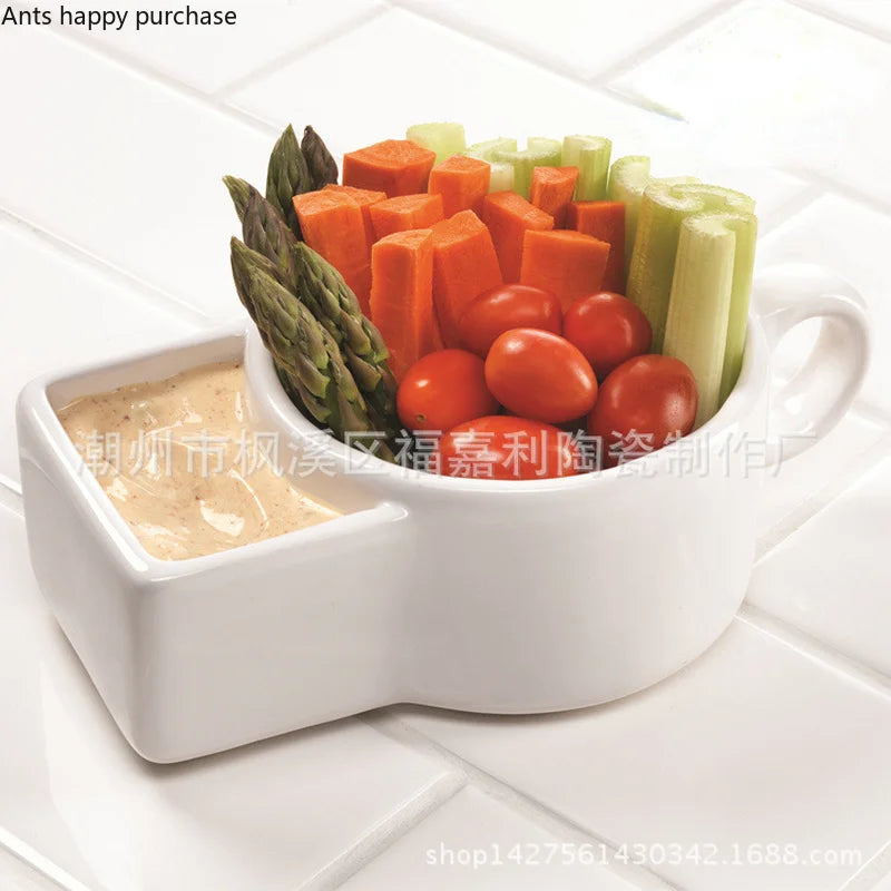 Axya White Ceramic Face Mug Cookie Holder Dim Sum Dessert Bowl Breakfast Cup