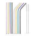 Axyaa Stainless Steel Straw Set with Cleaner Brush Home Bar Accessory