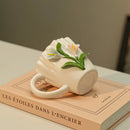 Axyaa Lily of The Valley 3D Relief Couple Coffee Cup Home Mug