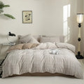 Axyaa Jacquard Cotton Washed Bedding Set | Solid Color Simple Design