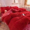 Axyaa Plush Pink Mink Velvet Queen Bedding Set with Sheets