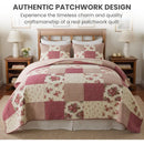 Axyaa Country Roses Patchwork Quilt Set - Queen Size with 2 Shams