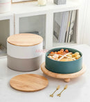 Axyaa Ceramic Bowl: Mixed Dim Sum & Fruit Snack with Melon Seeds, Nuts & Dried Fruit