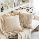Axyaa Nordic Beige Woven Plush Pillow Cover for Living Room Sofa - 45x45