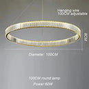 Axyaa Golden Chrome LED Crystal Round Ring Chandelier - Modern Ceiling Lamp for Home Decor