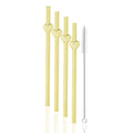 Axyaa Heart Glass Straws: Reusable, Eco-Friendly, 4-Pack with Cleaning Brush
