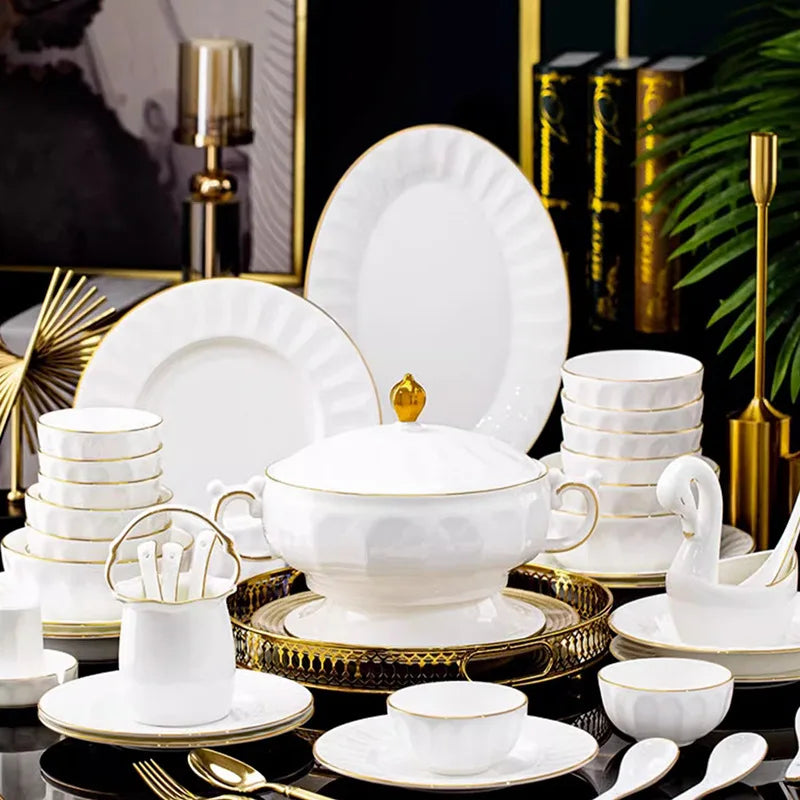 Axya Bone Dinnerware Set: 60-Piece Elegant Tableware & Cutlery Collection