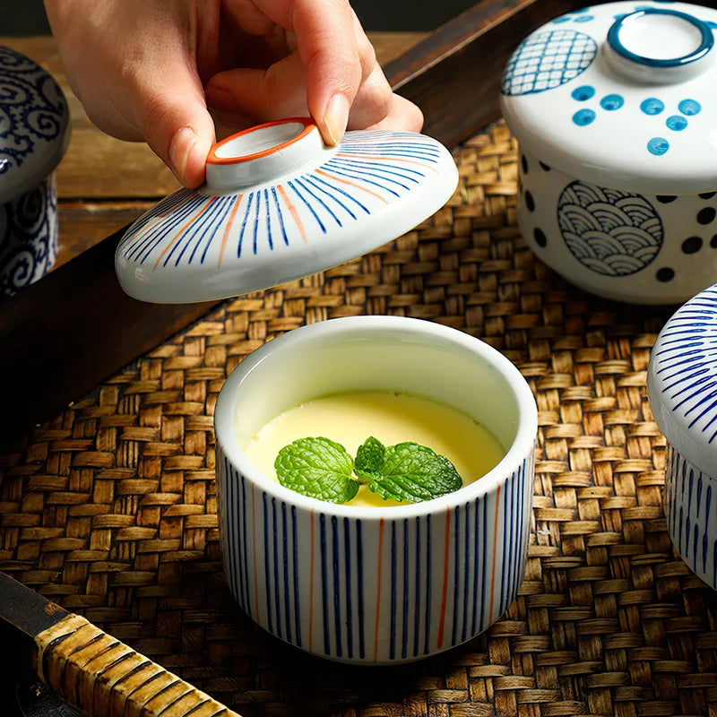 Axya Ceramic Bird's Nest Egg Cup Stew Pot Japanese Dessert Soup Bowl Tableware